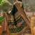 Black position print with zari weaving saree with contrast blouse piece