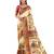 White position print with zari weaving saree with contrast blouse piece