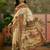 White position print with zari weaving saree with contrast blouse piece