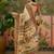 White position print with zari weaving saree with contrast blouse piece