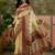Off white position print with zari weaving saree with contrast blouse piece
