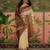 Off white position print with zari weaving saree with contrast blouse piece