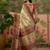 Off white position print with zari weaving saree with contrast blouse piece
