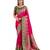 Magenta position print with zari weaving saree with contrast blouse piece