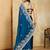 Teal embroidery work rangoli silk party wear saree with plain blouse piece