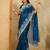 Teal embroidery work rangoli silk party wear saree with plain blouse piece