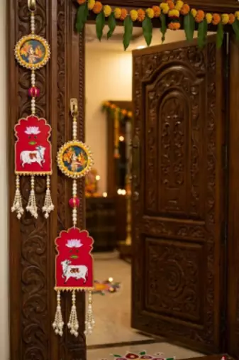 Shubh Labh Radha Krishna Hangings for Home Decoration 1 Pair, (Small20)