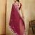 Wine embroidery work rangoli silk party wear saree with plain blouse piece