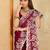 Wine embroidery work rangoli silk party wear saree with plain blouse piece