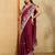 Wine embroidery work rangoli silk party wear saree with plain blouse piece