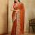 Rust embroidery work rangoli silk party wear saree with plain blouse piece
