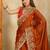 Rust embroidery work rangoli silk party wear saree with plain blouse piece