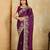 Purple embroidery work rangoli silk party wear saree with plain blouse piece