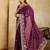 Purple embroidery work rangoli silk party wear saree with plain blouse piece