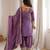 Mauve purple sequence dori zari embroidered nc vichitra silk kurta farshi shalwar set with dupatta