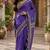 Purple orange linen digital print work saree with unstitched blouse piece