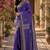 Purple orange linen digital print work saree with unstitched blouse piece