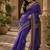 Purple orange linen digital print work saree with unstitched blouse piece