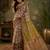 Cream brown linen digital print work saree with unstitched blouse piece