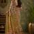 Cream brown linen digital print work saree with unstitched blouse piece