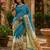 Rama linen digital print work saree with unstitched blouse piece