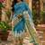 Rama linen digital print work saree with unstitched blouse piece