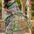 White green linen digital print work saree with unstitched blouse piece