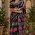 Black linen digital print work saree with unstitched blouse piece
