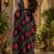 Black linen digital print work saree with unstitched blouse piece