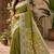 Mehendi green linen digital print work saree with unstitched blouse piece