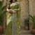 Mehendi green linen digital print work saree with unstitched blouse piece