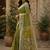 Mehendi green linen digital print work saree with unstitched blouse piece
