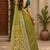 Mehendi green linen digital print work saree with unstitched blouse piece