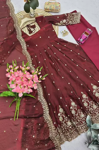 Heavy fendy silk embroidered sequince work wedding kurta set