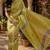 Parrot green linen digital print work saree with unstitched blouse piece