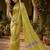 Parrot green linen digital print work saree with unstitched blouse piece