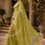 Parrot green linen digital print work saree with unstitched blouse piece