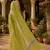 Parrot green linen digital print work saree with unstitched blouse piece