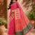 Pink green linen digital print work saree with unstitched blouse piece