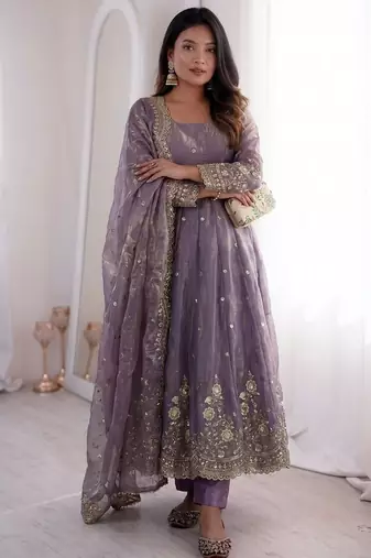 Heavy fendy silk embroidered sequince work wedding kurta set