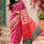 Pink green linen digital print work saree with unstitched blouse piece