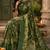 Green linen digital print work saree with unstitched blouse piece