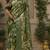 Green linen digital print work saree with unstitched blouse piece