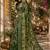 Green linen digital print work saree with unstitched blouse piece