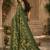 Green linen digital print work saree with unstitched blouse piece