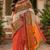 White orange linen digital print work saree with unstitched blouse piece