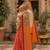 White orange linen digital print work saree with unstitched blouse piece