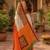 White orange linen digital print work saree with unstitched blouse piece