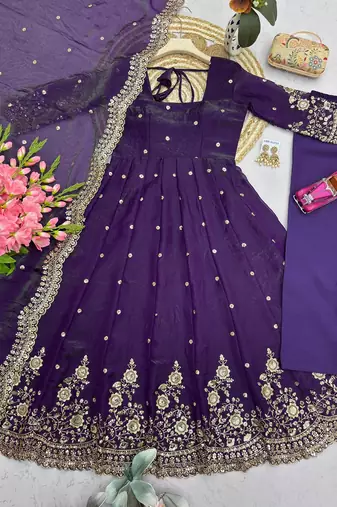 Heavy fendy silk embroidered sequince work wedding kurta set