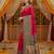 Pink viscose silk position print saree with contrast blouse piece